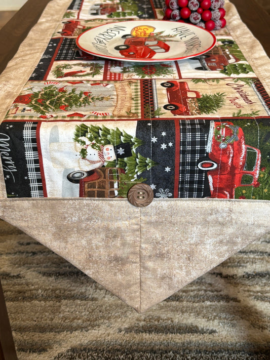 Retro Red Truck Table Runner