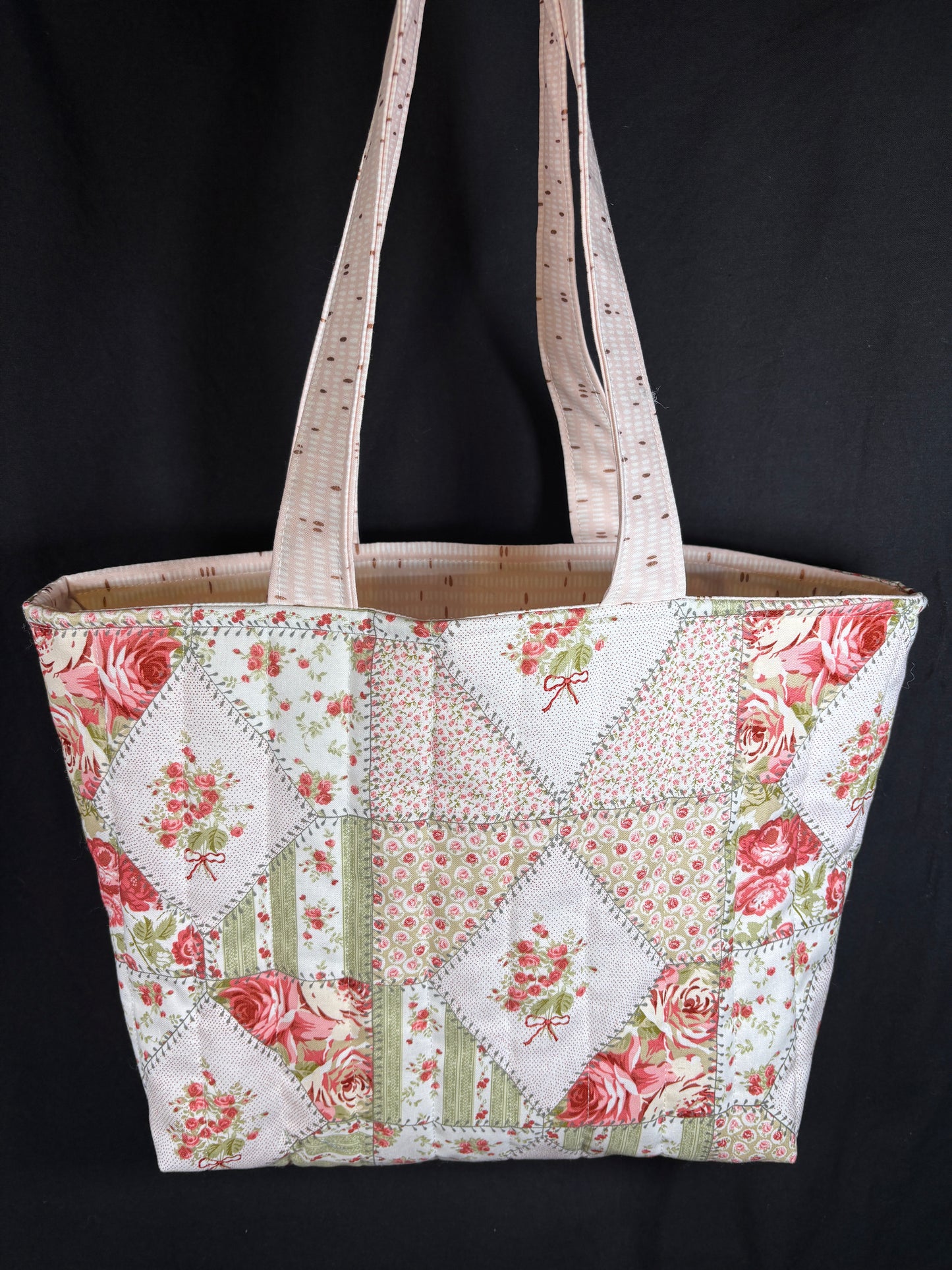 The Pink Rose Quilted Tote Bag