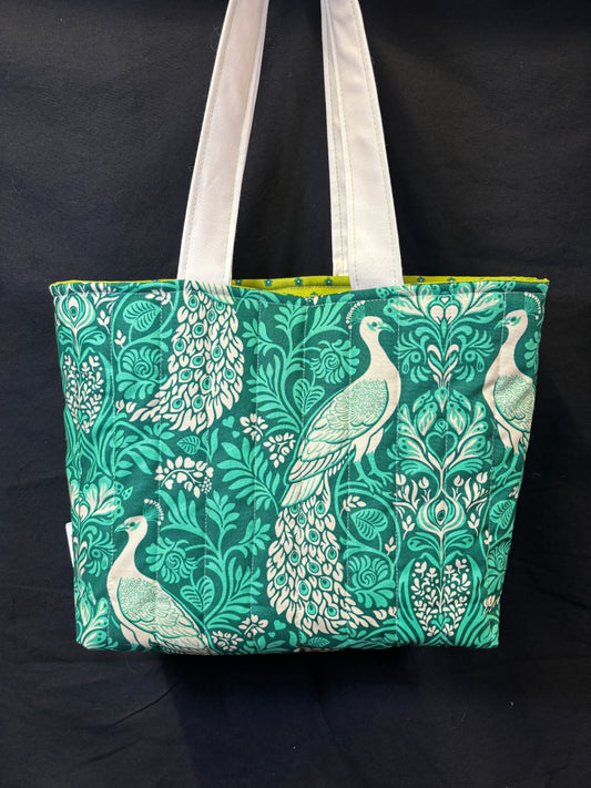 Teal Peacock Love Tote Bag