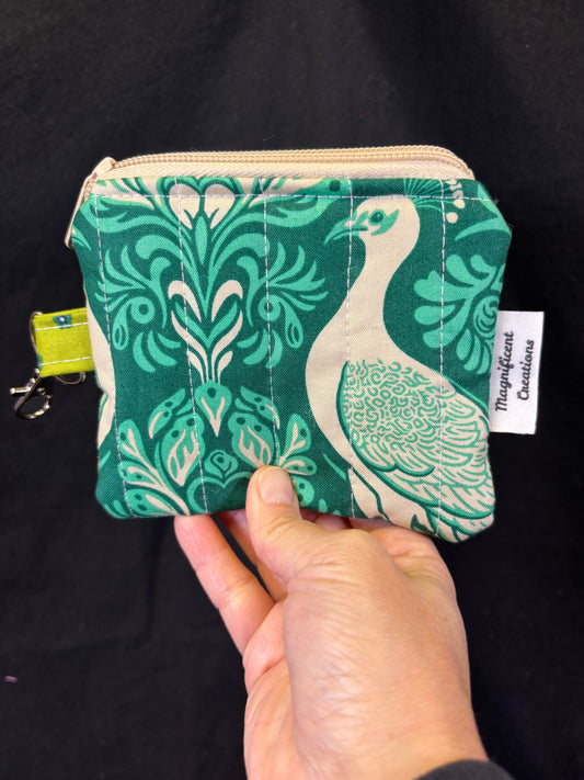 Teal Peacock Love Mini Wallet