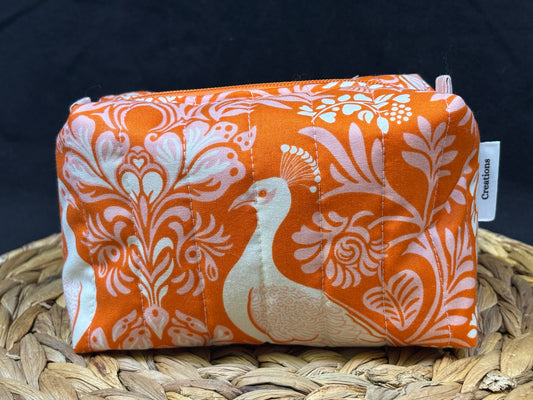 Orange Peacock Make Up Bag