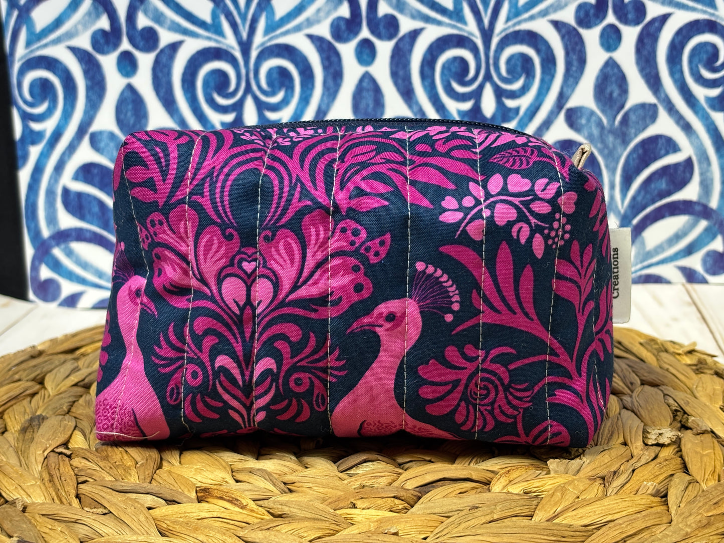 Purple Peacock Make Up Bag