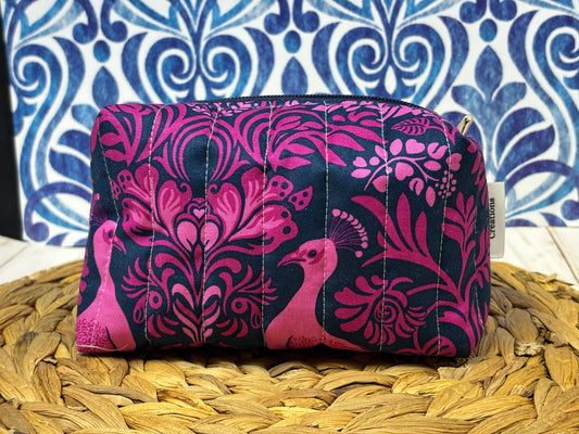 Purple Peacock Make Up Bag