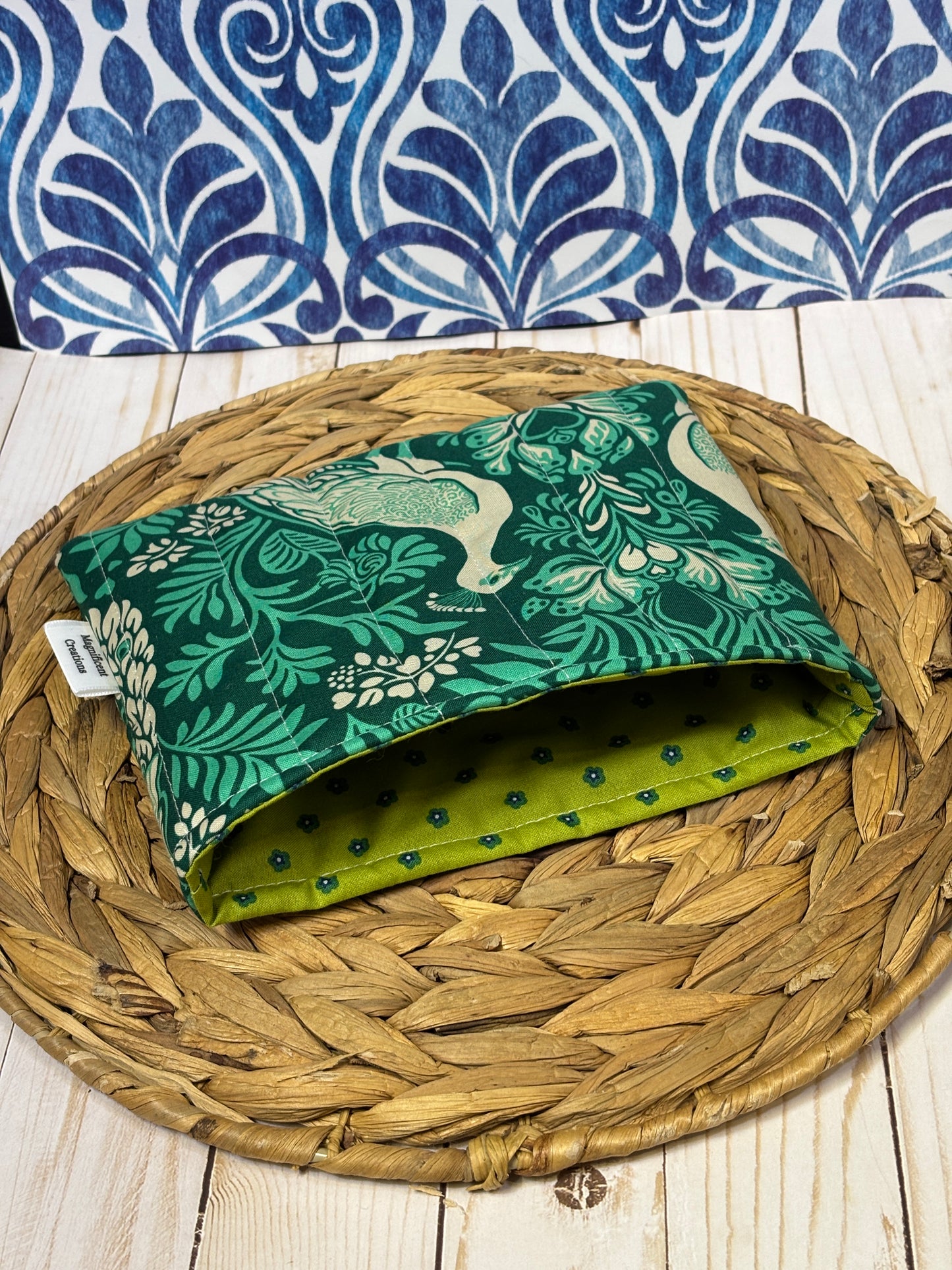 Teal Peacock Book Sleeve