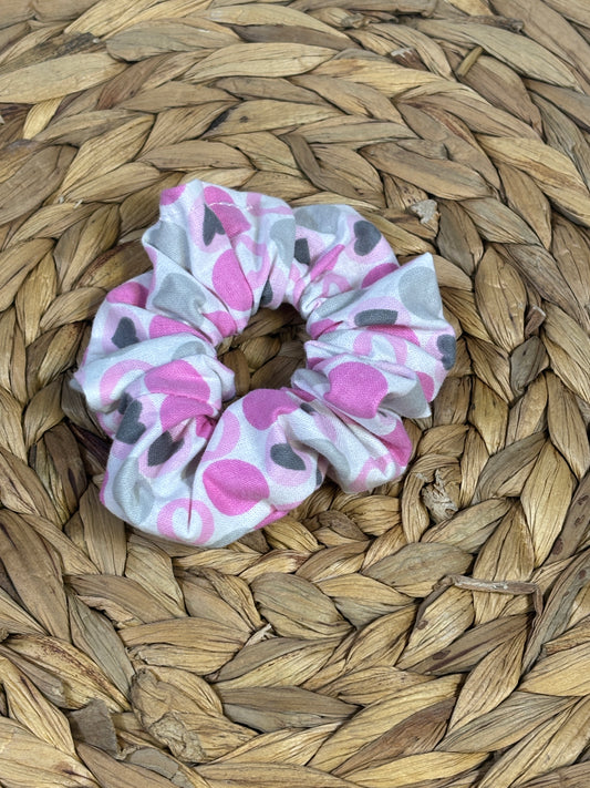 Pink and Gray Hearts Scrunchie