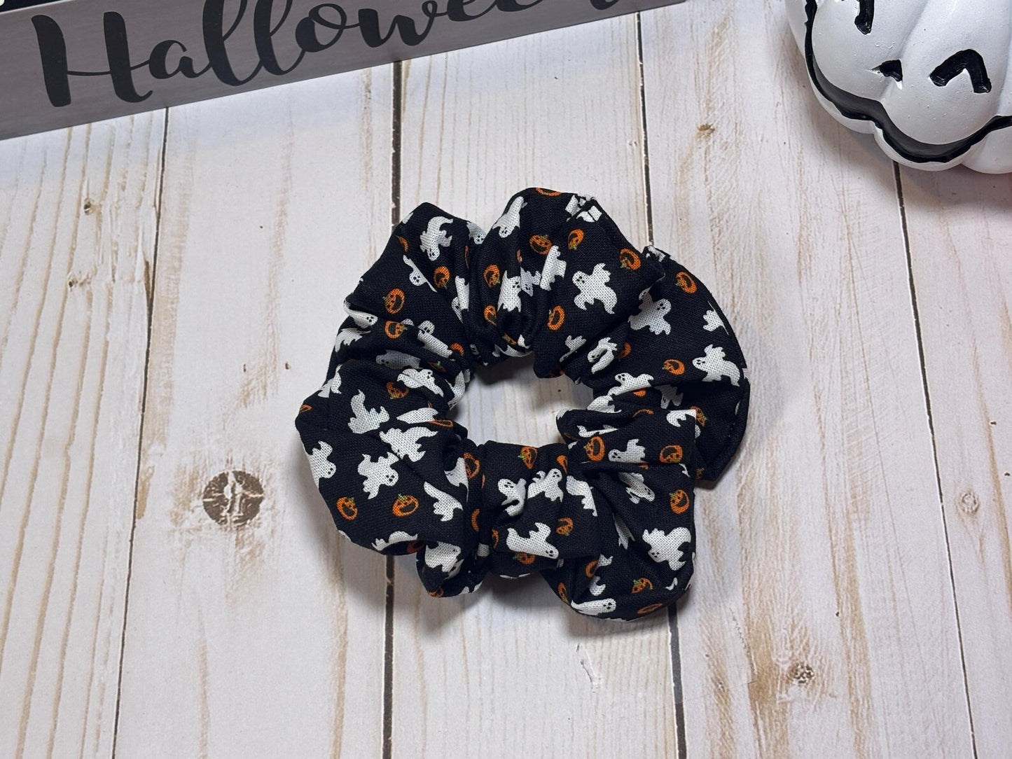 Ghost and Pumpkins Scrunchie