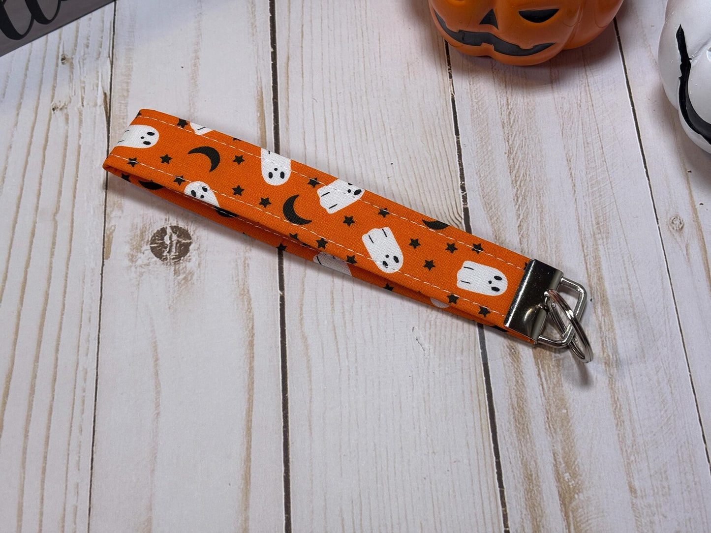 Orange Moon Ghost Keychain