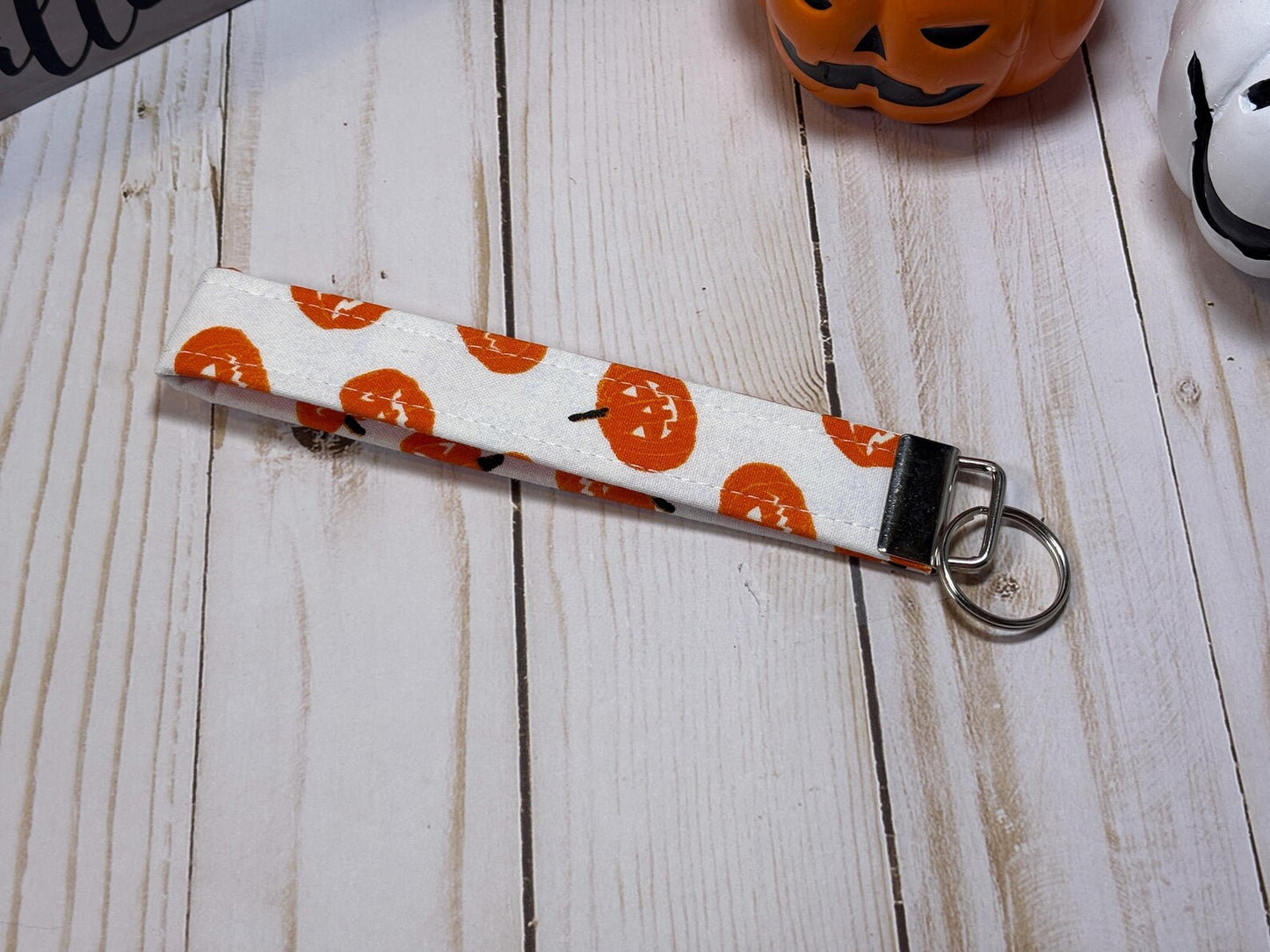 Pumpkin on White Keychain