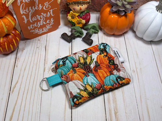Fall Teal Pumpkin Mini Wallet
