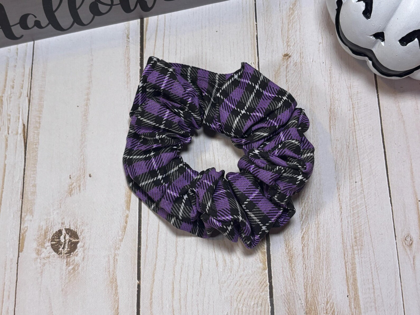 Purple and Black Flannel Scrunchie