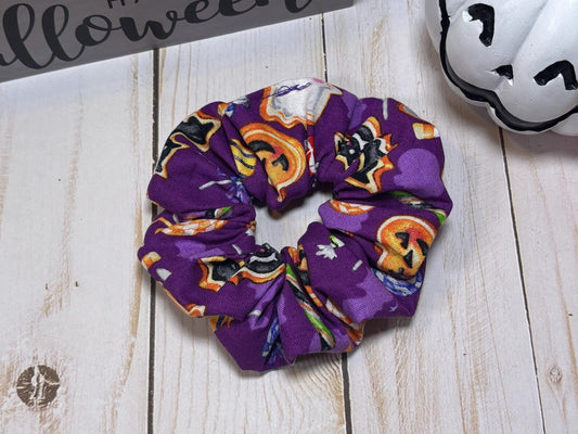 Purple Halloween Candy Scrunchie